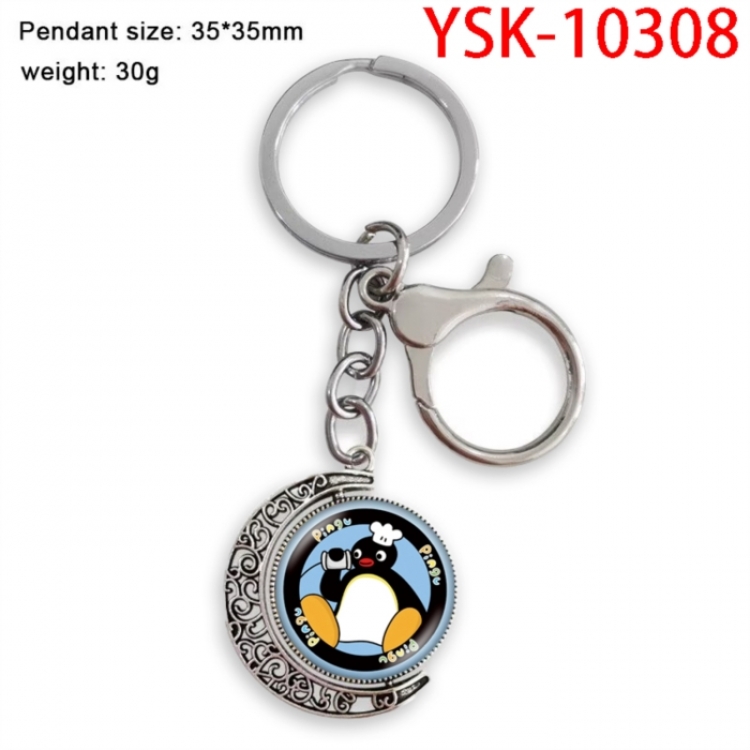 Pingu Anime double-sided crystal rotating gemstone keychain pendant price for 5 pcs