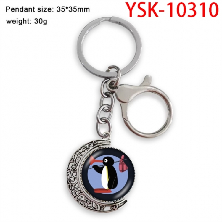 Pingu Anime double-sided crystal rotating gemstone keychain pendant price for 5 pcs