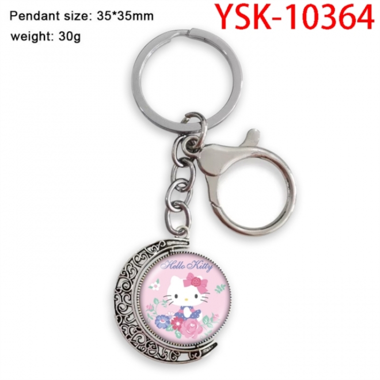 Hello Kitty Anime double-sided crystal rotating gemstone keychain pendant price for 5 pcs