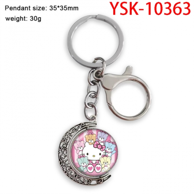 Hello Kitty Anime double-sided crystal rotating gemstone keychain pendant price for 5 pcs