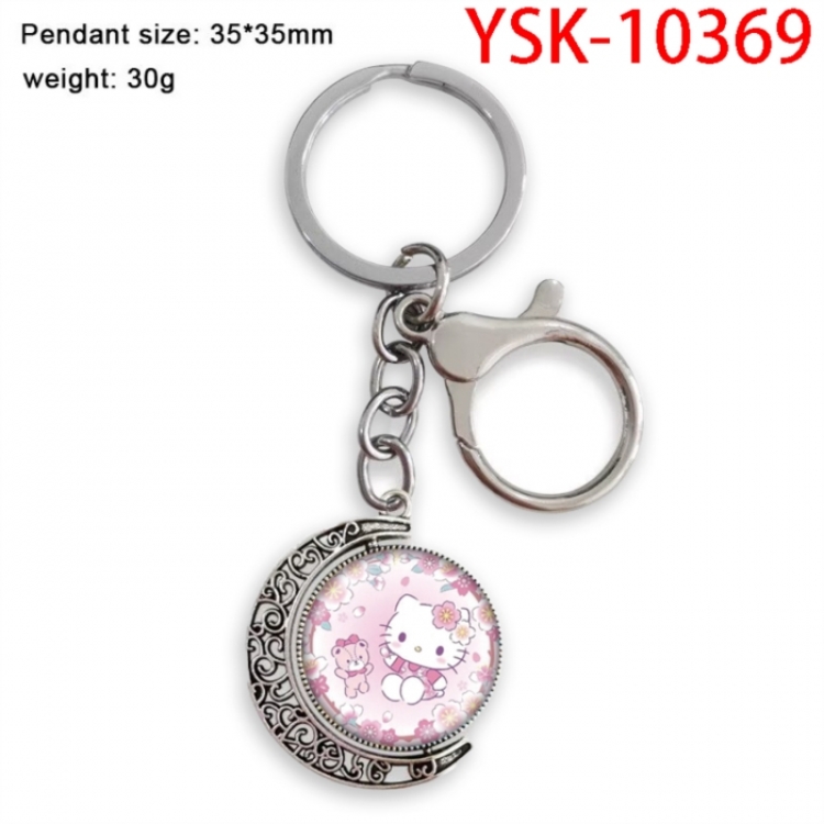 Hello Kitty Anime double-sided crystal rotating gemstone keychain pendant price for 5 pcs