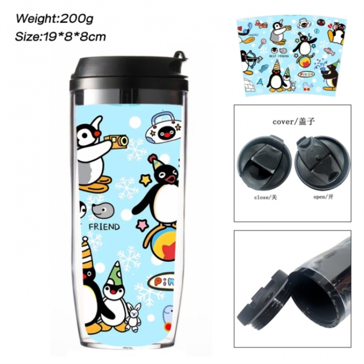 Pingu Anime double-layer insulated water bottle and cup 350ML