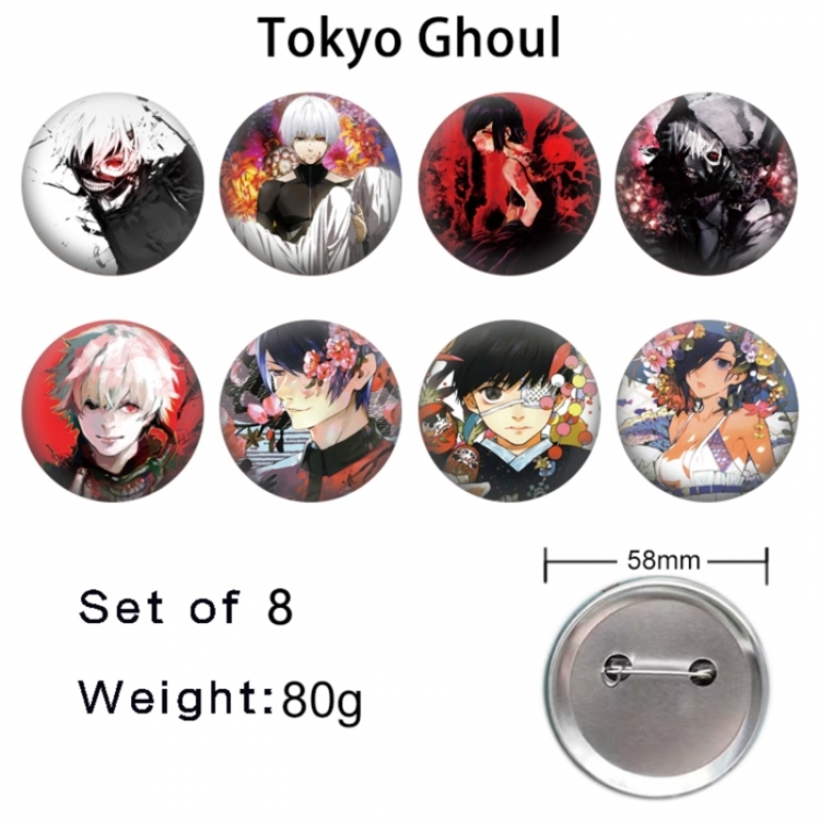 Tokyo Ghoul Anime tinplate brooch badge a set of 8