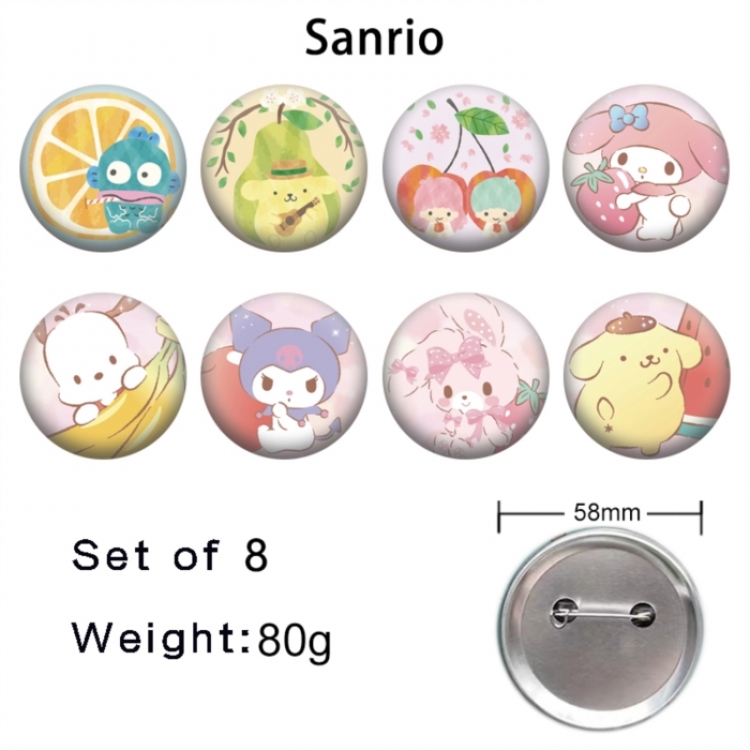 Sanrio Anime tinplate brooch badge a set of 8