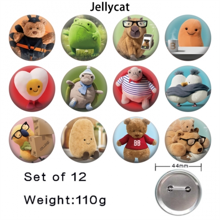 Jellycat Anime tinplate bright film badge 44mm a set of 12