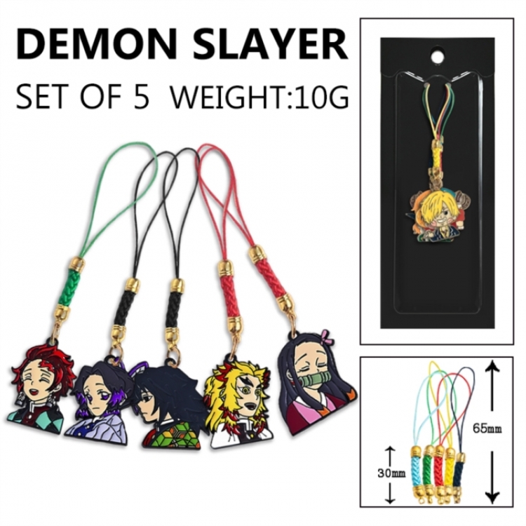 Demon Slayer Kimets Anime peripheral color drip alloy pendant set a set of 5