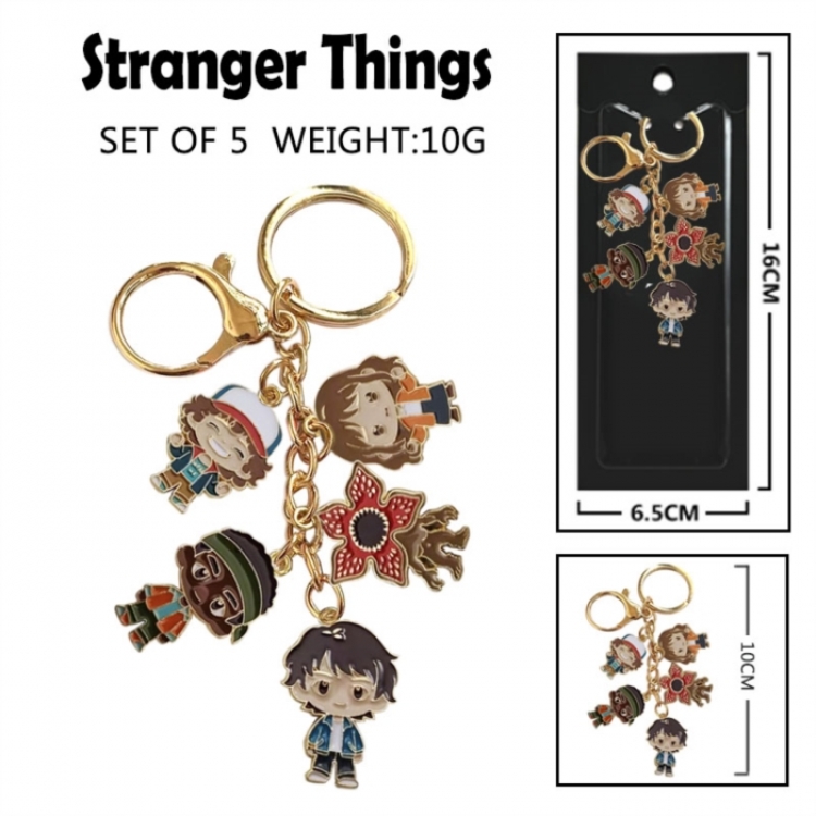 Stranger Things Anime peripheral colorful drip oil alloy machine rope chain burning keychain