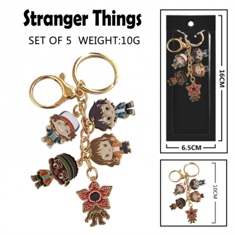 Stranger Things Anime peripheral colorful drip oil alloy machine rope chain burning keychain