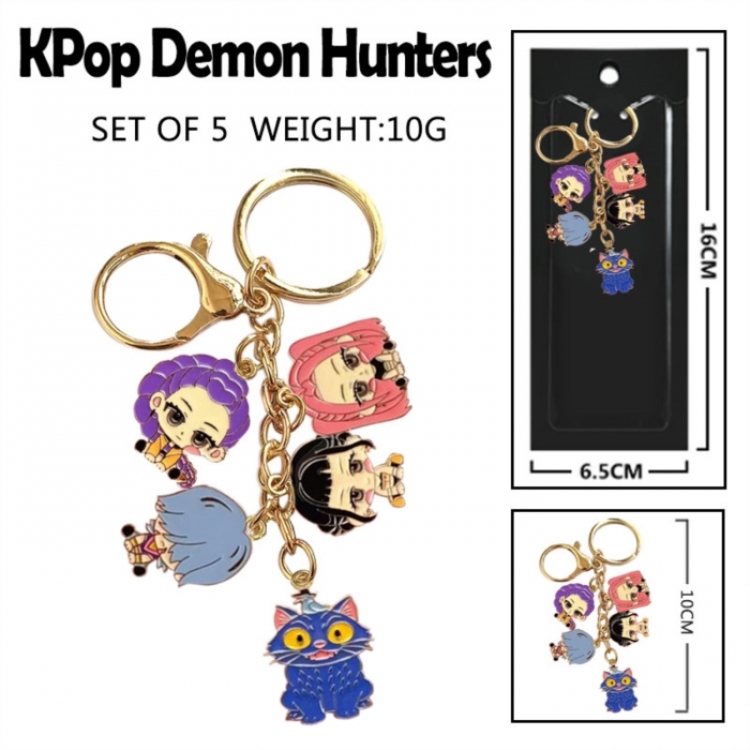 K-Pop:Demon Hunters Anime peripheral colorful drip oil alloy machine rope chain burning keychain