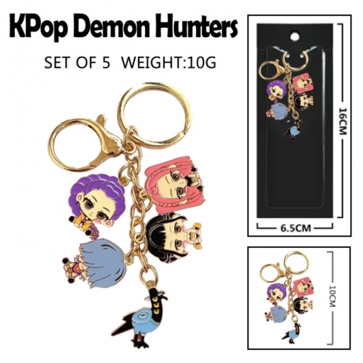 K-Pop:Demon Hunters Anime peripheral colorful drip oil alloy machine rope chain burning keychain