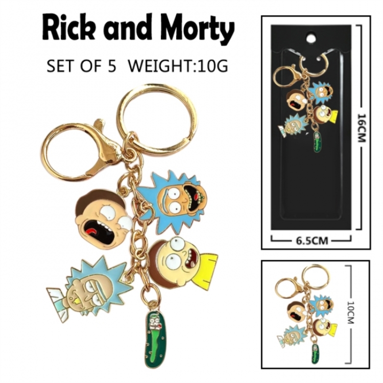 Rick and Morty Anime peripheral colorful drip oil alloy machine rope chain burning keychain