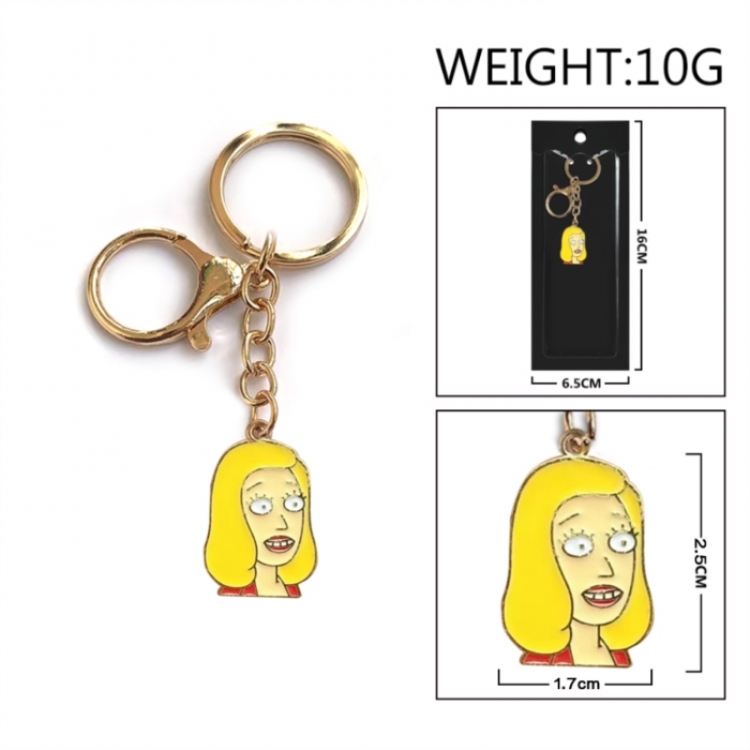 Rick and Morty Anime peripheral colorful drip oil alloy keychain pendant price for 5 pcs