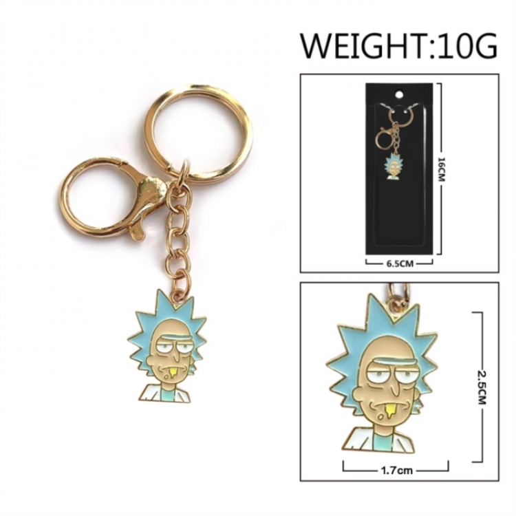 Rick and Morty Anime peripheral colorful drip oil alloy keychain pendant price for 5 pcs