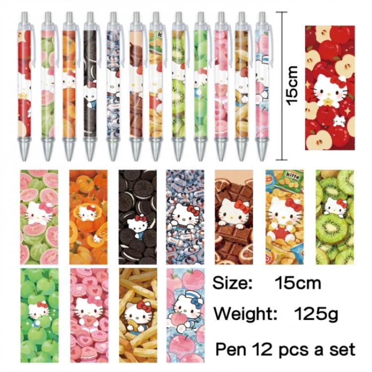 HelloKitty Anime peripheral student color picture ballpoint pen neutral pen 15cm a set of 12