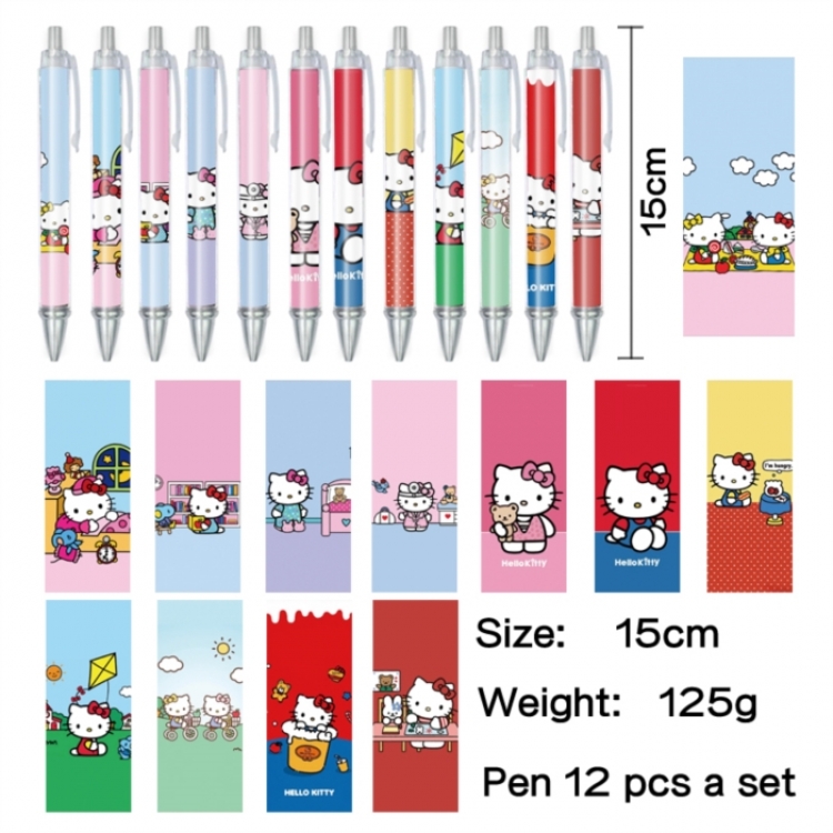 HelloKitty Anime peripheral student color picture ballpoint pen neutral pen 15cm a set of 12