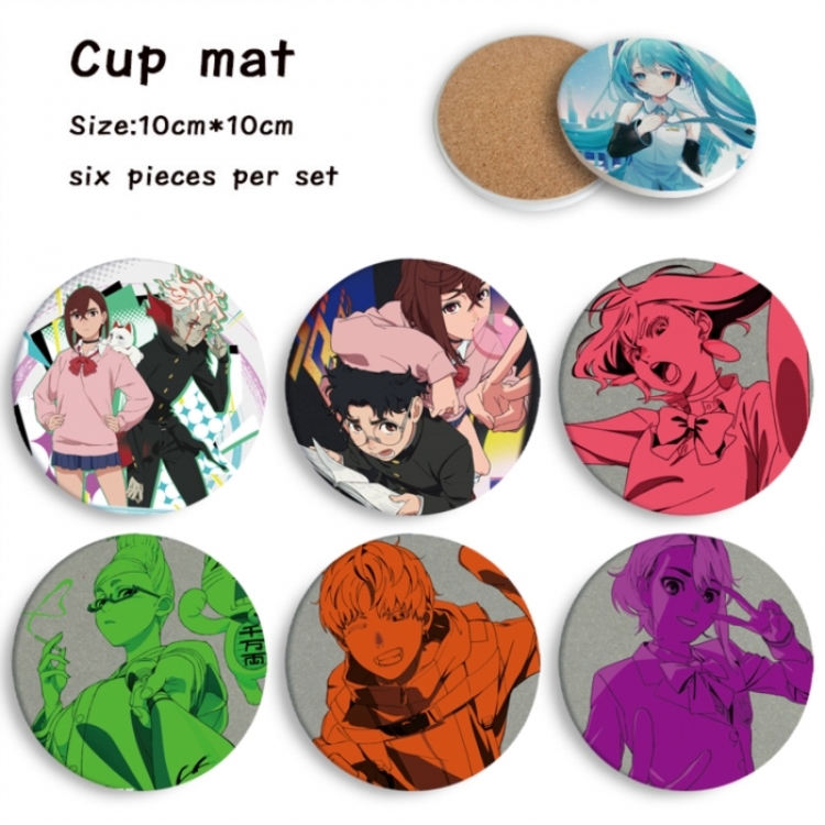 DANDADAN Anime ceramic water absorbing and heat-insulating coaster 10x10cm a set of 6