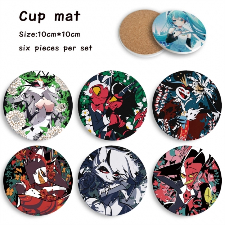 Hazbin Hotel Anime ceramic water absorbing and heat-insulating coaster 10x10cm a set of 6