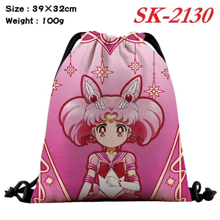 sailormoon cartoon Waterproof Nylon Full Color Drawstring Pocket 39x32cm 