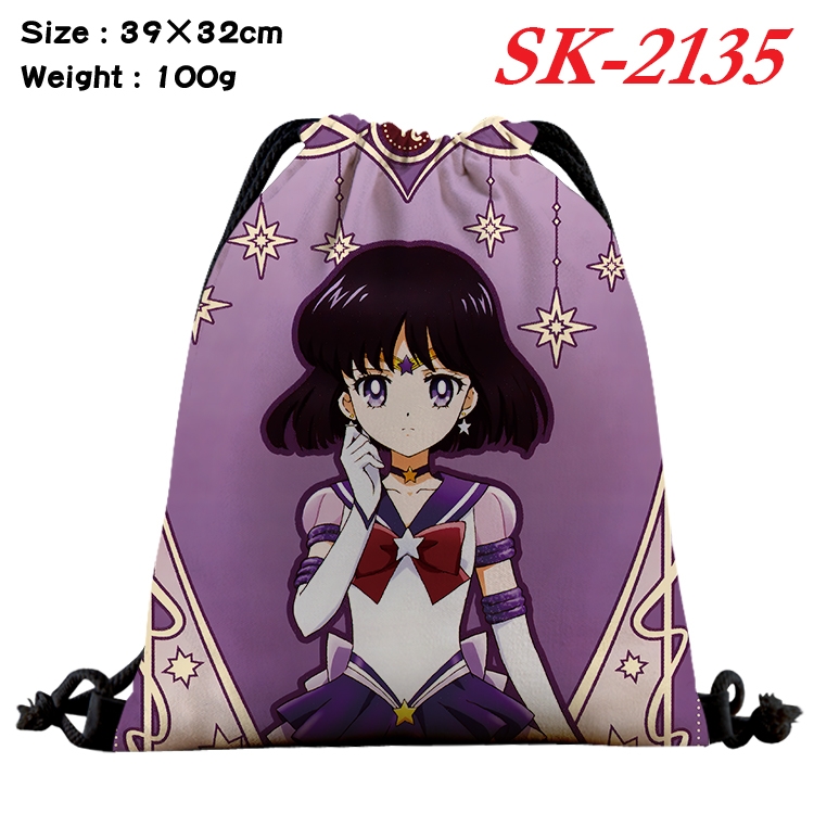 sailormoon cartoon Waterproof Nylon Full Color Drawstring Pocket 39x32cm 