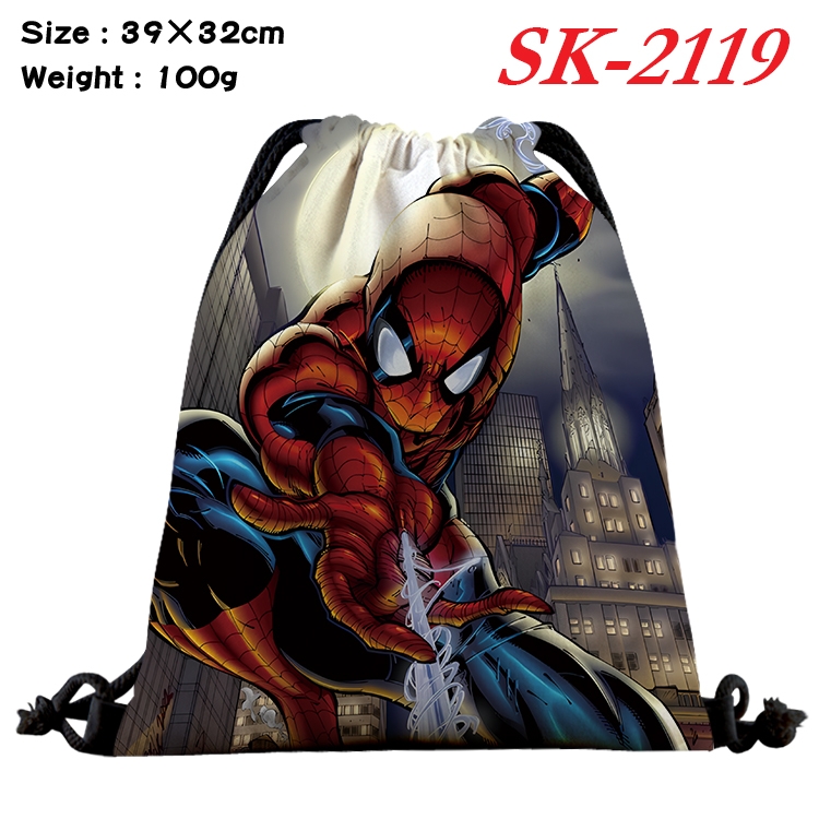 Marvel cartoon Waterproof Nylon Full Color Drawstring Pocket 39x32cm 