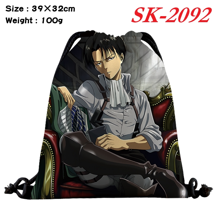 Shingeki no Kyojin cartoon Waterproof Nylon Full Color Drawstring Pocket 39x32cm 