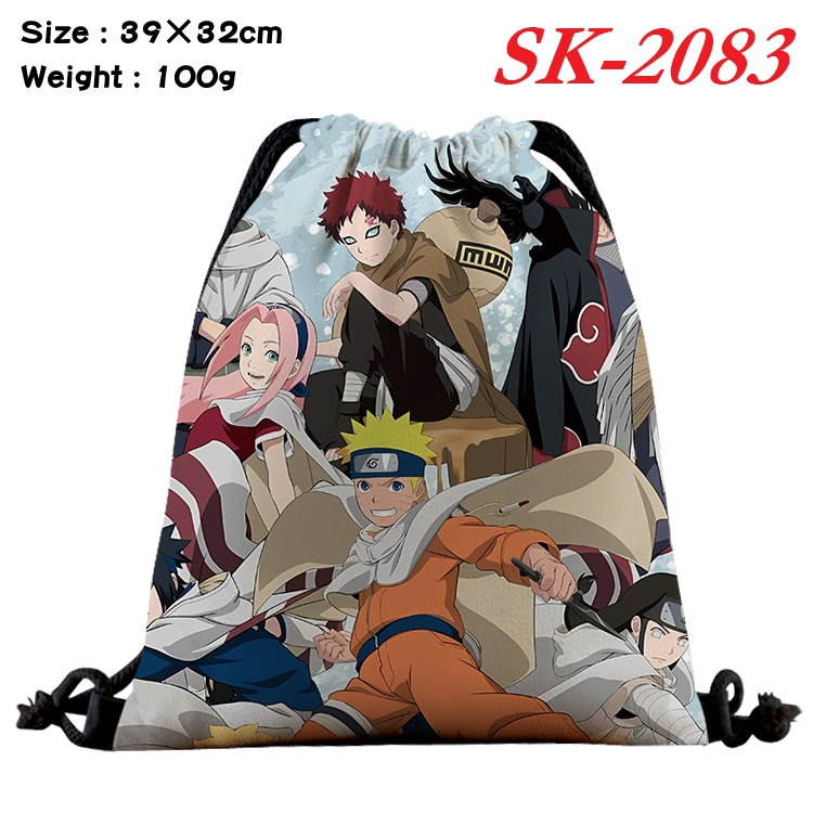 Naruto cartoon Waterproof Nylon Full Color Drawstring Pocket 39x32cm 