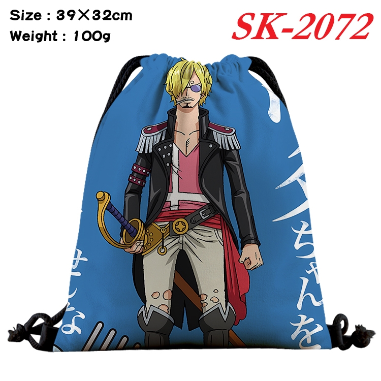 One Piece cartoon Waterproof Nylon Full Color Drawstring Pocket 39x32cm 