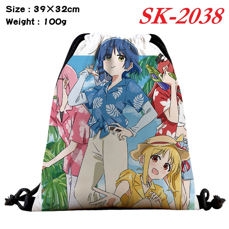BOCCHI THE ROCK! cartoon Waterproof Nylon Full Color Drawstring Pocket 39x32cm 
