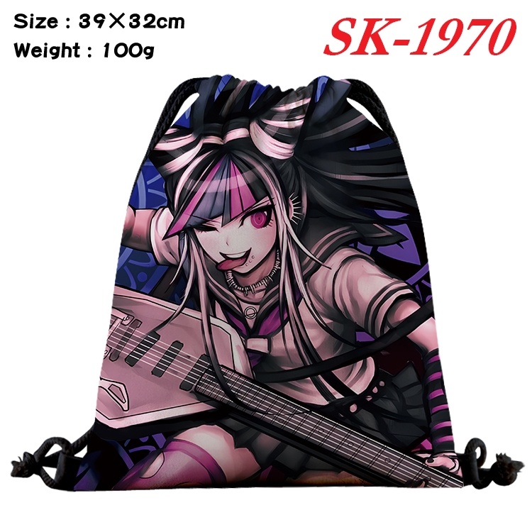 Dangan-Ronpa cartoon Waterproof Nylon Full Color Drawstring Pocket 39x32cm 