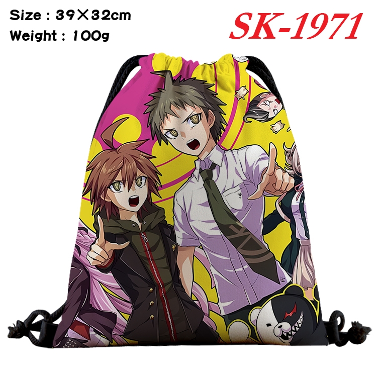 Dangan-Ronpa cartoon Waterproof Nylon Full Color Drawstring Pocket 39x32cm 
