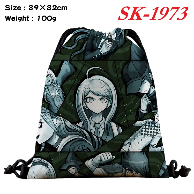 Dangan-Ronpa cartoon Waterproof Nylon Full Color Drawstring Pocket 39x32cm 