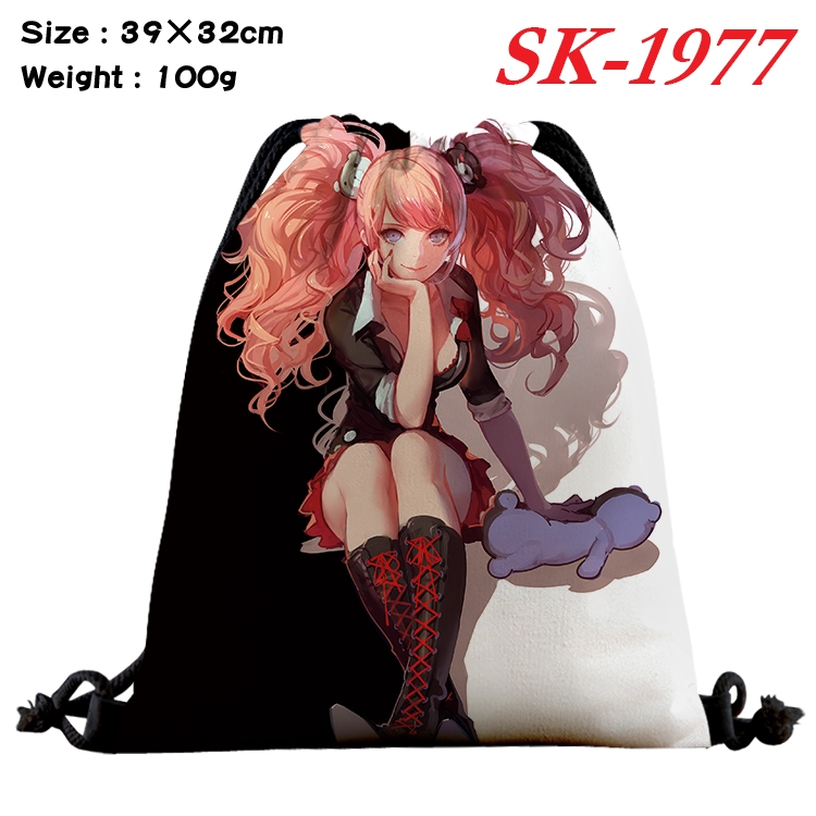 Dangan-Ronpa cartoon Waterproof Nylon Full Color Drawstring Pocket 39x32cm 