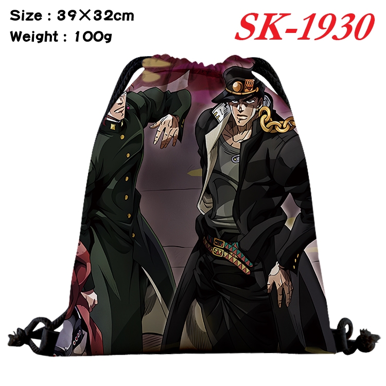 JoJos Bizarre Adventure cartoon Waterproof Nylon Full Color Drawstring Pocket 39x32cm 