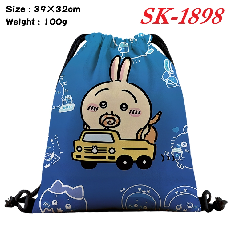 Chiikawa cartoon Waterproof Nylon Full Color Drawstring Pocket 39x32cm 