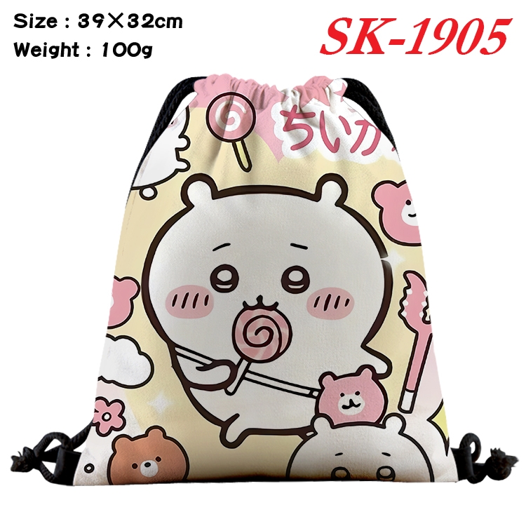 Chiikawa cartoon Waterproof Nylon Full Color Drawstring Pocket 39x32cm 