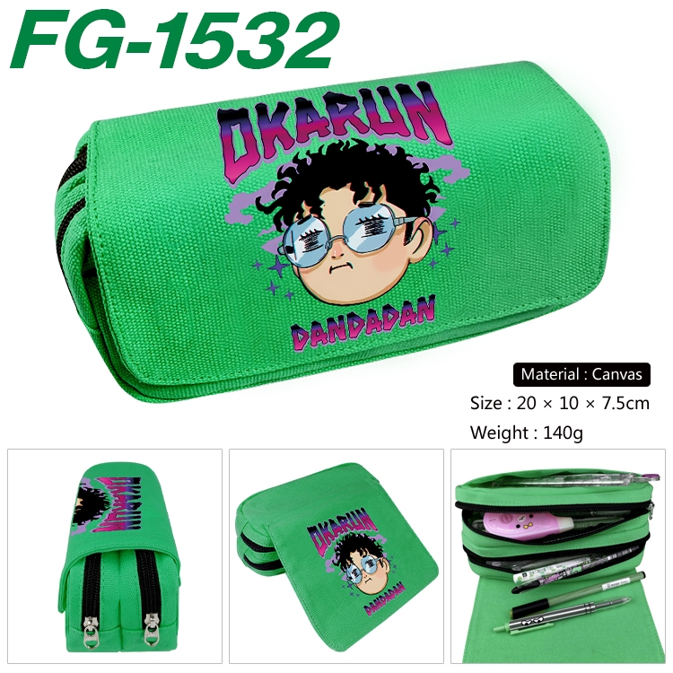 DANDADAN Anime Multi-Function Double Zipper Canvas Cosmetic Bag Pen Case 20x10x7.5cm