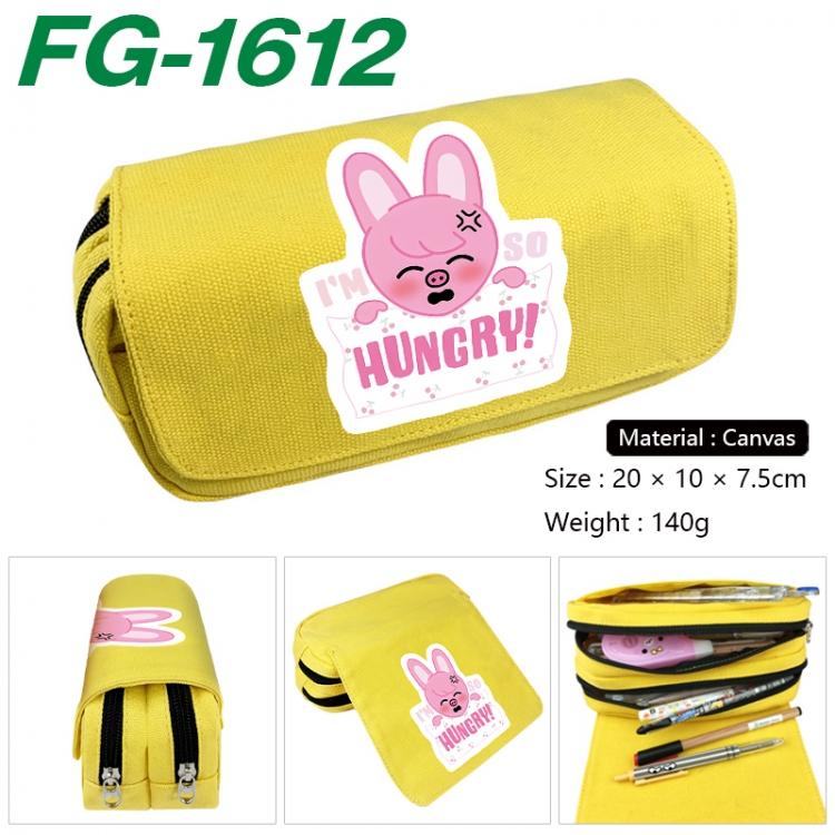 StrayKids Anime Multi-Function Double Zipper Canvas Cosmetic Bag Pen Case 20x10x7.5cm