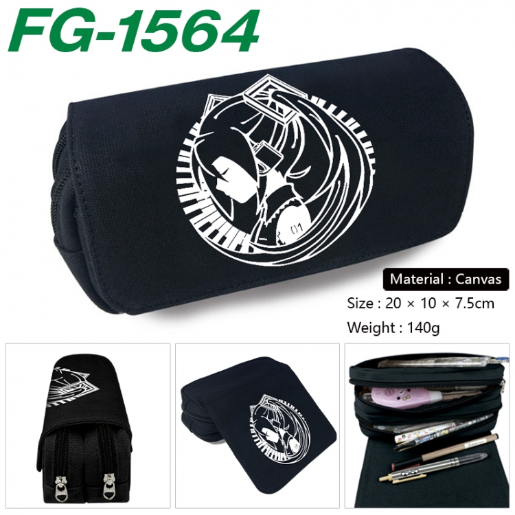 Hatsune Miku Anime Multi-Function Double Zipper Canvas Cosmetic Bag Pen Case 20x10x7.5cm