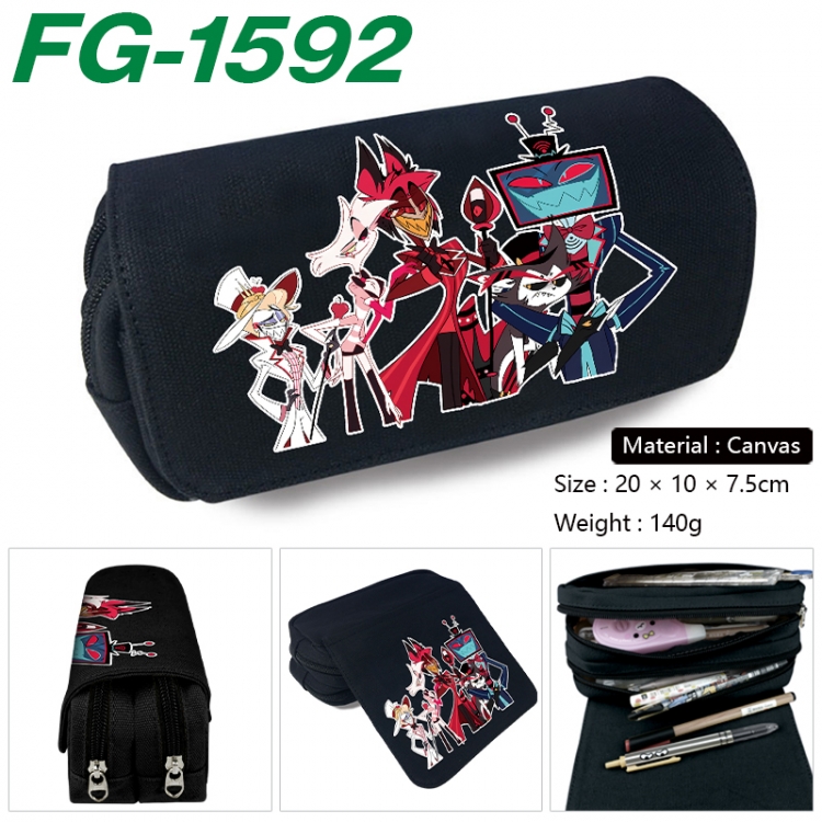 Hazbin Hotel Anime Multi-Function Double Zipper Canvas Cosmetic Bag Pen Case 20x10x7.5cm