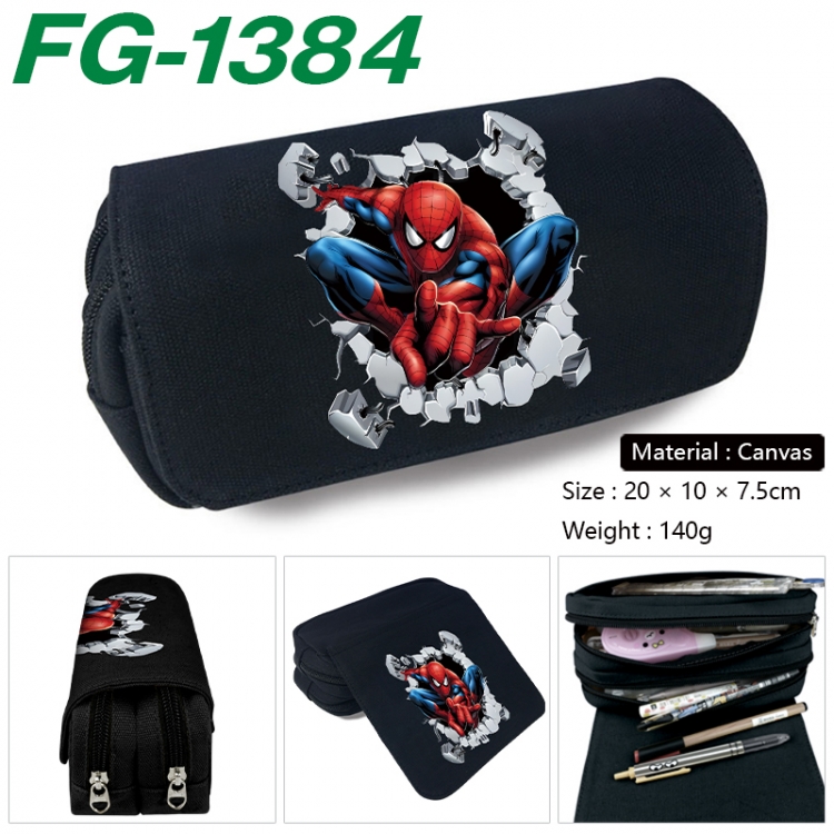 Marvel Anime Multi-Function Double Zipper Canvas Cosmetic Bag Pen Case 20x10x7.5cm