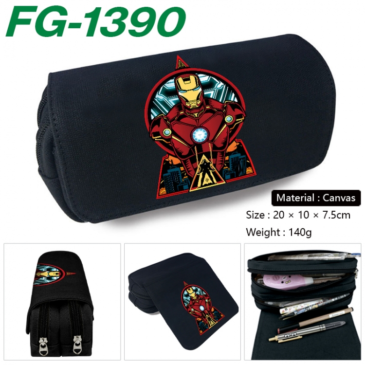 Marvel Anime Multi-Function Double Zipper Canvas Cosmetic Bag Pen Case 20x10x7.5cm