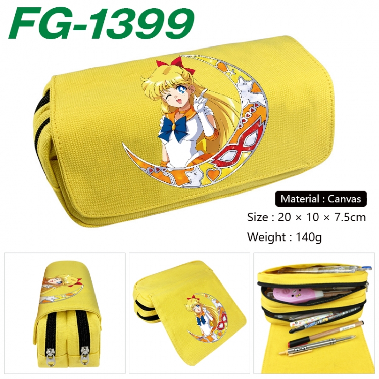 sailormoon Anime Multi-Function Double Zipper Canvas Cosmetic Bag Pen Case 20x10x7.5cm