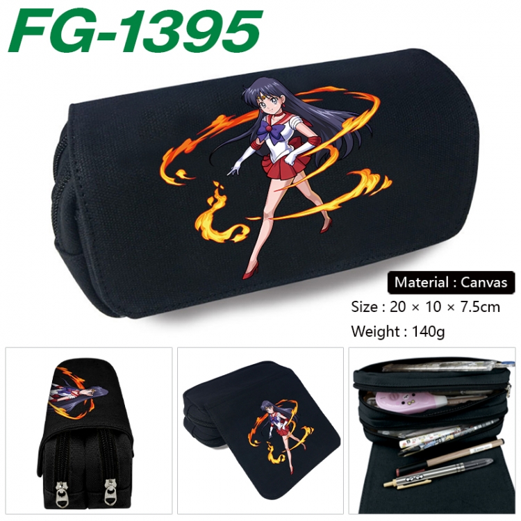 sailormoon Anime Multi-Function Double Zipper Canvas Cosmetic Bag Pen Case 20x10x7.5cm