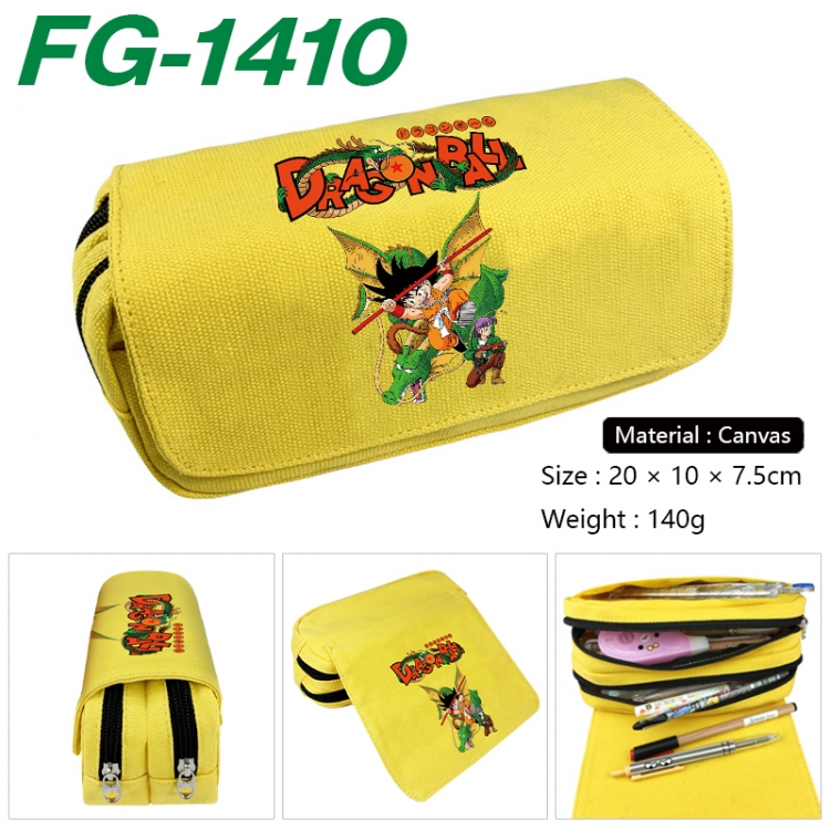 DRAGON BALL Anime Multi-Function Double Zipper Canvas Cosmetic Bag Pen Case 20x10x7.5cm