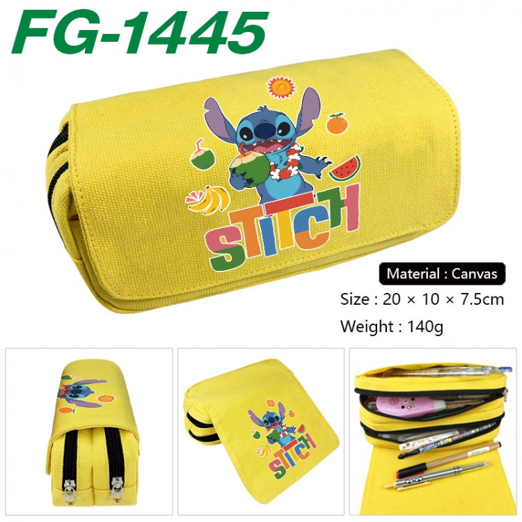 Lilo & Stitch Anime Multi-Function Double Zipper Canvas Cosmetic Bag Pen Case 20x10x7.5cm