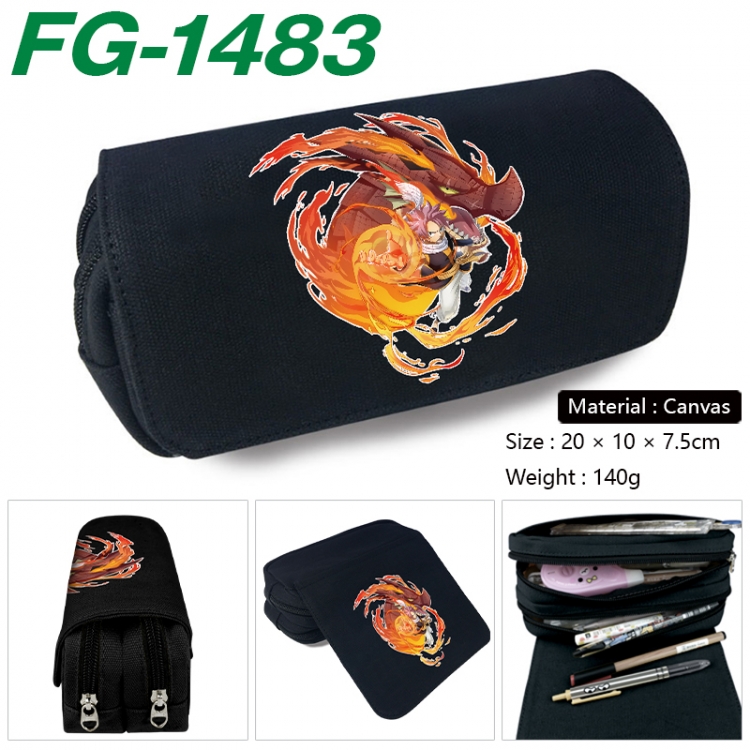 Fairy tail Anime Multi-Function Double Zipper Canvas Cosmetic Bag Pen Case 20x10x7.5cm