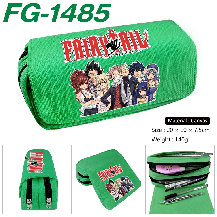 Fairy tail Anime Multi-Function Double Zipper Canvas Cosmetic Bag Pen Case 20x10x7.5cm