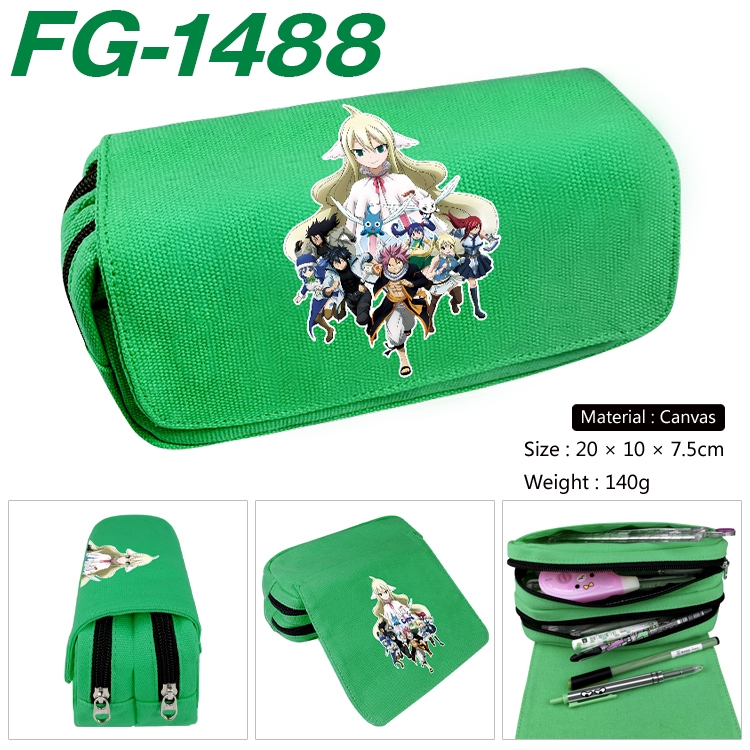 Fairy tail Anime Multi-Function Double Zipper Canvas Cosmetic Bag Pen Case 20x10x7.5cm