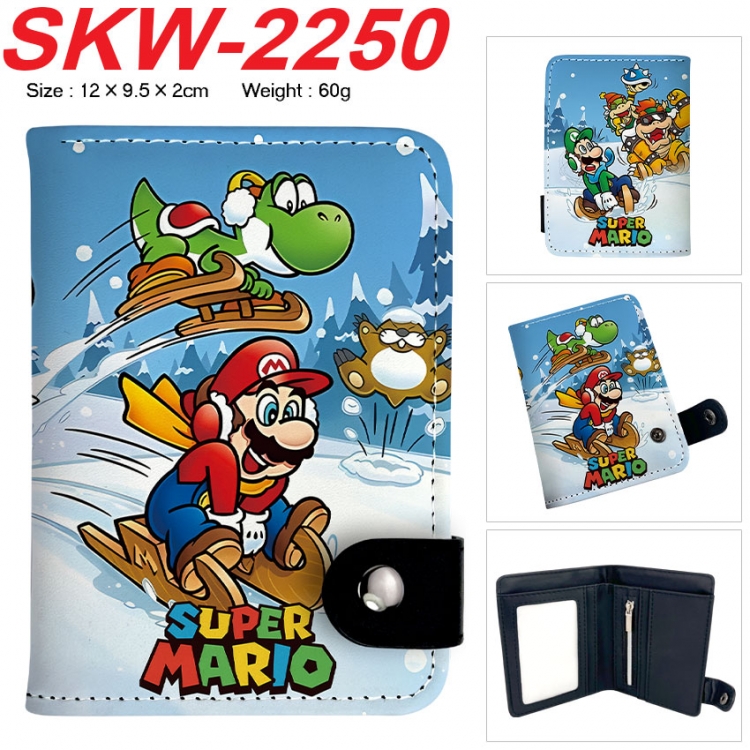 Super Mario Anime vertical button folding wallet 12X9.5X2CM 60g
