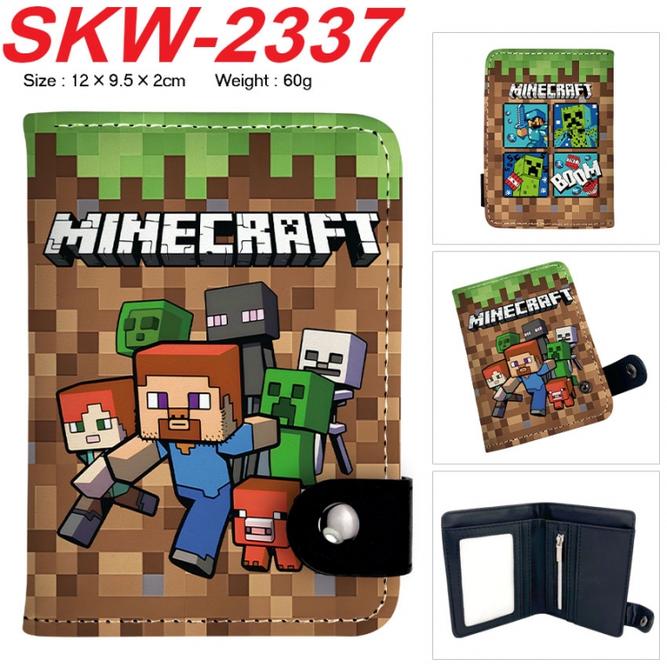 Minecraft Anime vertical button folding wallet 12X9.5X2CM 60g